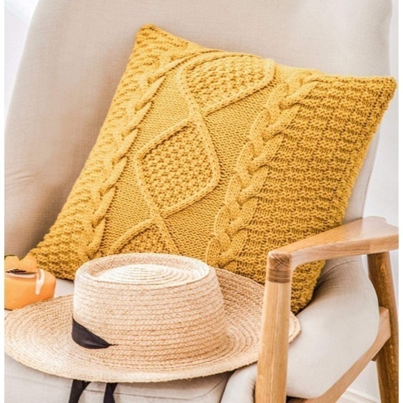 Urban Outfitters Other - Sunflower Yellow Braided Cozy Knit Farmhouse Boho Pillow Cover for Dorm/Bed/Sofa